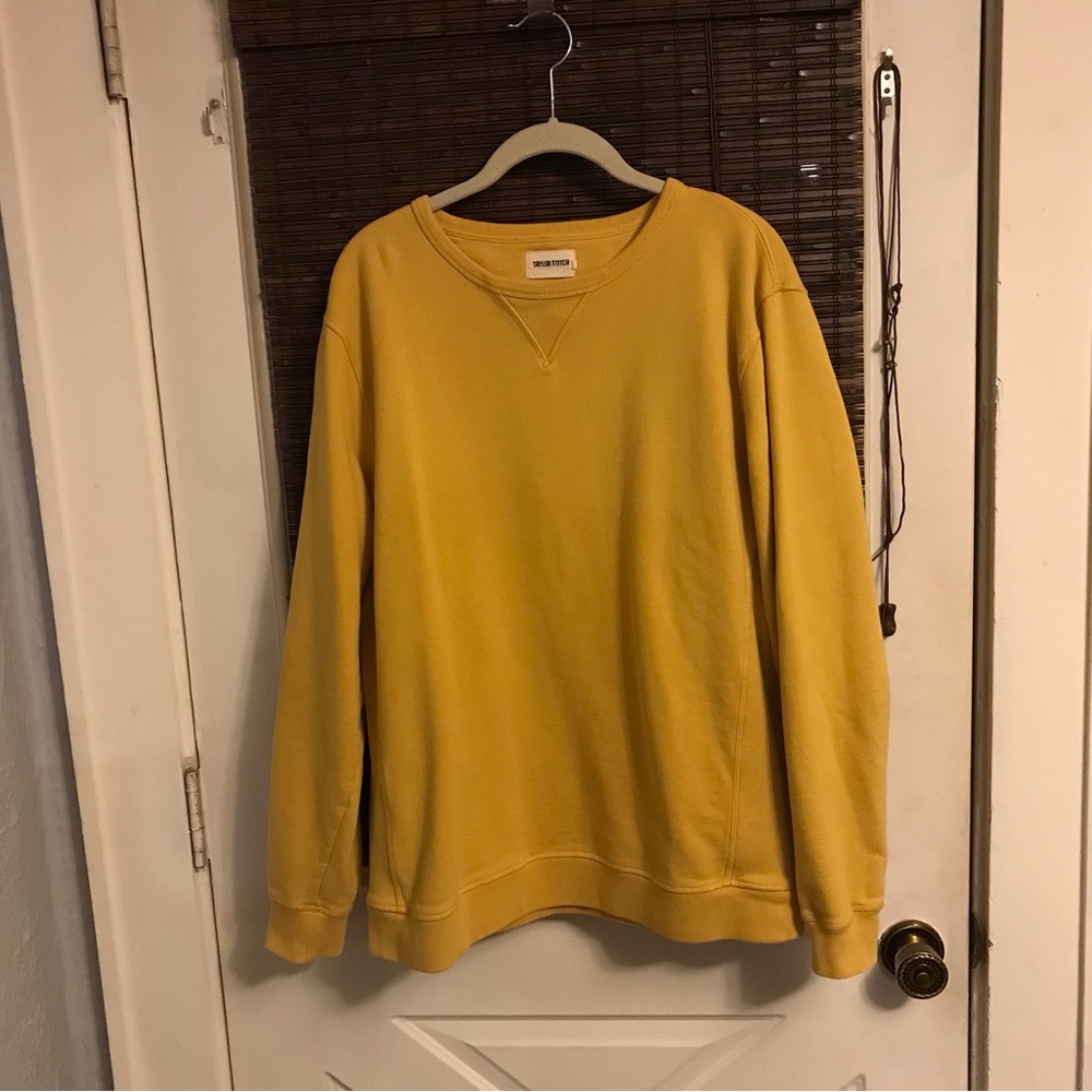 Taylor Stitch Fillmore Crewneck Yellow Sweatshirt Minimal Casual Athleisure